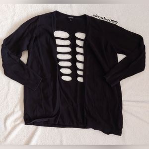 Torrid Skeleton Cutout Black Knit Cardigan